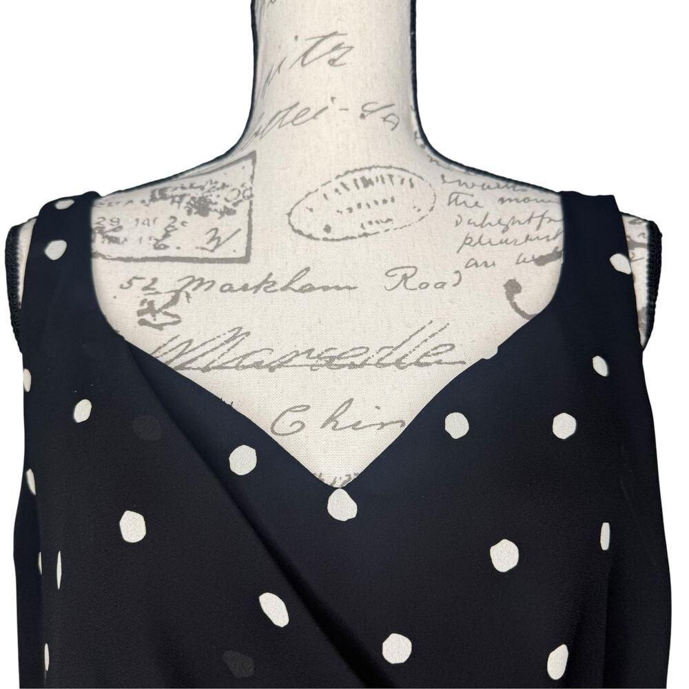 Vintage David Warren New York Polka Dot Faux Wrap Sweetheart Neckline Dress 14 - Picture 5 of 9